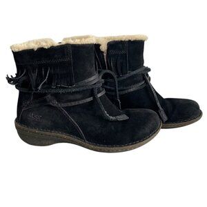 Ugg Gaviota Suede Sheepskin Fringe Ankle Boots Sz 7​​​​​​​